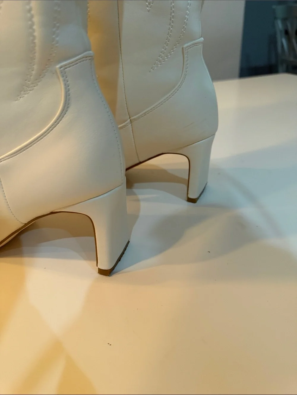 Lulu's White Over-the-Knee Western Boots with Silver Toe Caps